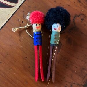 Vintage Handmade Colorful Wooden Soldier Ornaments